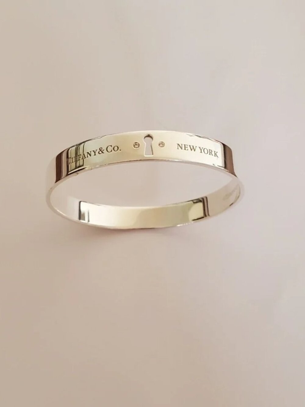 Like New Tiffany & Co. Diamond Keyhole Bangle Bracelet